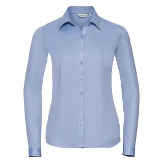 Russell Damen Bluse / Hemd mit dezentem Fischgrätenmuster (Hellblau)