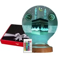 Geschenkelampe LED Nachttischlampe Kaaba Nachtlicht Islamische Deko Geschenk für Muslimischen Freund, Leuchte 7 Farben fest integriert, Ramadan Geschenk für Muslimen, muslimische Männer und Frauen