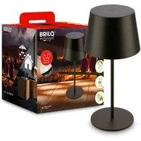 Briloner Leuchten Tischleuchte LED Tischlampe kabellos akku dimmbar In-/Outdoor Wohnzimmer, Einzelpack, LED fest integriert, 3.000K - Warmweiß, mit Akku, In-/Outdoor, USB-C, warmweiß, IP44, weiß, 35 cm