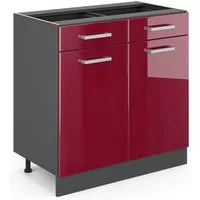 Vicco Unterschrank R-Line, Rot Hochglanz/Anthrazit, 80 cm ohne Arbeitsplatte (1-St)