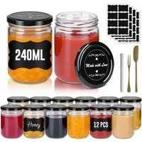 FIVMEN Einmachglas Marmeladengläser mit Deckel Einmachgläser Marmelade Marmeladenglas, (12/24er Set), für selbstgemachte Marmelade, Konfitüre und Bastelarbeiten 240/350 ml