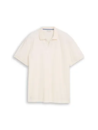 Tom Tailor - Poloshirt mit Ottoman-Struktur gardenia white - Gr. - XXXL
