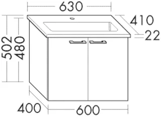 Burgbad Keramik-Waschtisch+Waschtischunterschrank System 30 Preisgruppe 3 Diago Schwarz Solid SFAJ063F6560C0001