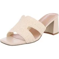 Ital-Design Elegante Damen Sandalen mit Komfort und stilvollem Design Pantolette (91512524) Blockabsatz Sandalen & Sandaletten in Beige