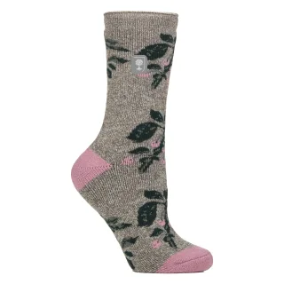Damen Thermosocken | Dünne Fleece-Socken mit floralem Muster