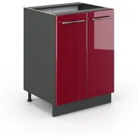 Vicco Unterschrank Fame-Line, Bordeaux Hochglanz/Anthrazit, 60 cm ohne Arbeitsplatte (1-St)