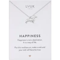 LUUK LIFESTYLE Kette mit Anhänger Dackel, mit HAPPINESS Spruchkarte
