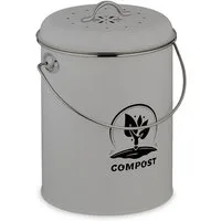 relaxdays Biomülleimer Komposteimer mit Geruchsfilter 5,5 Liter, grau