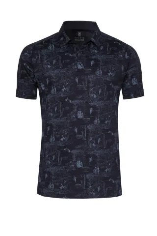 DESOTO - Casual Polo Kent 1/2 shadowy landscape - Gr. - S