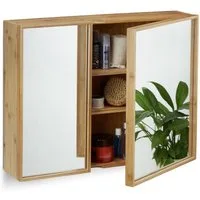relaxdays Badezimmerspiegelschrank Bad Spiegelschrank mit 2 Türen