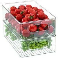 TUWENA Aufbewahrungsbox Kühlschrank Organizer Set mit Griff, Stapelbare Aufbewahrungsbox, Aufbewahrung Boxen für Küchen, Schränke, Gefrierschrank - BPA Frei