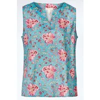 Himalaya Clothing Shirttop Ärmellose Bluse mit leuchtendem Blütenmuster - Bluse Damen aus Viskose Luftiges Blusentop mit weichem, fließendem Fall