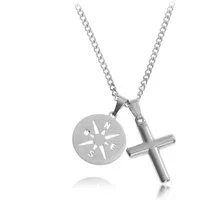 Made by Nami Kette mit Anhänger Halskette Kreuzkette Kreuz Anhänger Herren, Edelstahl Gliederkette