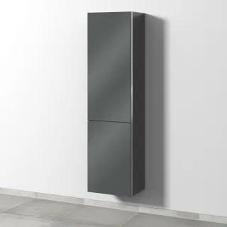 Sanipa 3way Stauraumschrank mit 1 Tür und 1 Wäschekorbklappe, Anthrazit-Glanz BS18479