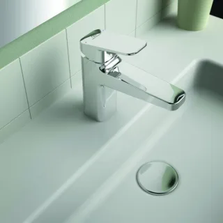Ideal Standard CeraPlan Waschtischarmatur BD229AA Ausladung 124mm, verchromt, Push-Open-Ventil