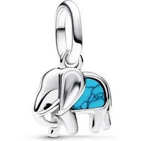 Pandora Kettenanhänger Mini Charm-Silber Türkisfarbener Elefant