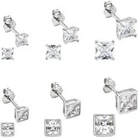 Bruno Banani Ohrstecker-Set Mulitpack Schmuck Geschenk Silber 925 Ohrschmuckset (Set, 12-tlg), mit Zirkonia (synth)