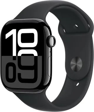 Apple Watch Series 10 [GPS + Cellular inkl. Sportarmband S/M schwarz] 46mm Aluminiumgehäuse diamantschwarz