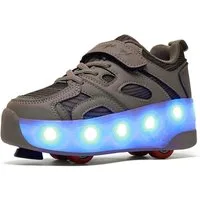HUSK'SWARE Rollschuhe 4 Rollen mit Bremse & Auto-Knopf, Farbwechsel-Leuchte, (LED-Beleuchtung mit Farbwechsel – Cool & Auffällig), Verstellbarer Klettverschluss – Fester Sitz & Individuelle Passform