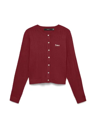 VERO MODA - VMGOLD CABLE LS O-NECK CARDIGAN Biking Red - Gr. - L