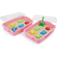 relaxdays Sandkasten mit Deckel 2er Set, Rosa