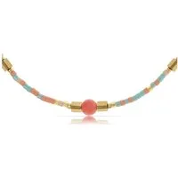 Made by Nami Perlenkette Damen Halskette Bunt Perlen Edelstein verstellbar wasserfest Boho-Stil, aus Edelstein – Sommerlich – mit Verlängerung – für empfindliche Haut