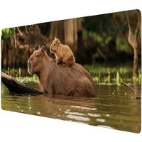 speecheese Schreibtischunterlage Capybara Mutter mit Baby Schreibtischunterlage 69x31cm XXL Mauspad
