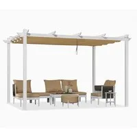 PURPLE LEAF Pergola 3 x 4 m Pavillon mit Schiebedach Aluminium Wasserdicht, UV-Schutz, BxTxH: 400x300x245 cm, (Komplettes Set, Freistehende Pergola mit manuellem Schiebedach), Gartenpavillon Stabil & Winterfest, Terrasse, Balkon
