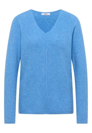 CECIL - V-Neck Pullover fountain blue melange - Gr. - XL