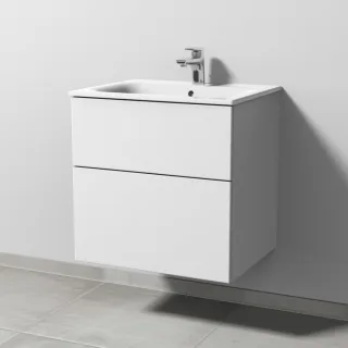 Sanipa 3way Waschtischunterbau zu Geberit Renova Plan Slim Waschtisch mit 2 Auszügen, Weiß-Soft SM68643