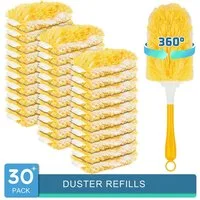 HUGERSTONE Staubwischer 360° Drehung Staubwedel, Staubmagnet mit 30 Mikrofaser Nachfülltücher (Set, 30-St., 1 Handgriff + 30 Staubwedel Tücher), Staubtücher Einweg für Reinigen Tierhaare, Staub, Schmutz, Spinnweben