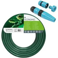 Cellfast Gartenschlauch 10-003 + 50-500, Economic 1/2'' 50m Gartenschlauch + Rasensprenger Set