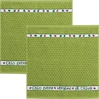 Kracht Geschirrtuch Frottier-Geschirrtuch "Olio extra" 2er-Pack, Baumwolle Uni