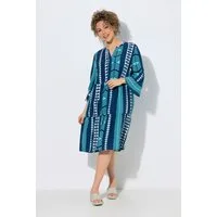 Ulla Popken Midikleid Kleid grafischer Druck Tunika-Ausschnitt 3/4-Arm