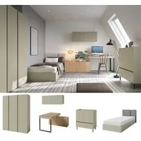 QMM TraumMöbel Jugendzimmer-Set komplett Laris Set C, (Set, 5-tlg., Schrank 3-türig, Kommode, Schreibtisch, Wandregal, Bett 90/120x200)
