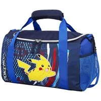 Familando Sporttasche Pokemon Blau mit Pikachu, Reißverschluss, 12 Liter, Schultergurt, Tasche, Umhängetasche, Schwimmtasche