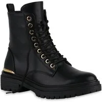 VAN HILL 840526 Schnürstiefelette Damen Schnürstiefeletten Stiefeletten Profil-Sohle Schnür-