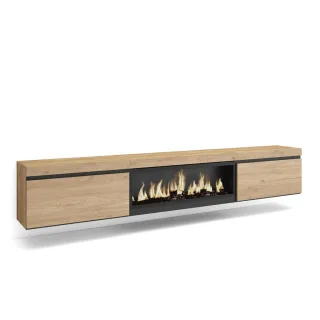 Skraut Home Lowboard,, Eiche, Holzwerkstoff, Rechteckig,Rechteckig, 267x45x35 cm, Wohnzimmer, Wohnwände, Lowboards, Lowboards stehend