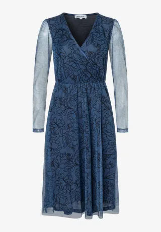 MORE & MORE - Meshkleid mit Print blau - Gr. - 46