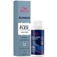 Wella Professionals Blondierpulver Blondor Plex Set - Cream Toner 60 ml + Welloxon Perfect 6% 60 ml