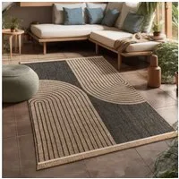 KADIMA DESIGN Outdoorteppich Natur Balkon, Terrasse schmutzabweisend Outdoor Teppich, Läufer, Höhe: 11 mm, Florhöhe: 7 mm, 100% Polypropylen, Rechteckig, 80x150cm, Anthrazit