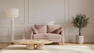 BRUNO Schlafsofa 120cm in Pink Blush Rosa | Flow | stabiles Massivholz & Boxspringkomfort