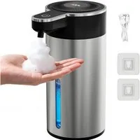 FELIXLEO Seifenspender Seifenspender Automatischer Sensor 4 Stufen 400ml LCD Edelstahl
