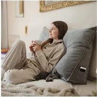 Björn&Schiller Rückenkissen Lesekissen für Bett und Sofa Keilkissen mit waschbarem Bezug, Ideal zum Anlehnen im Bett, grau, 70 cm lang