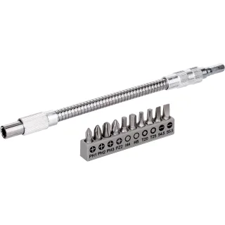 Bosch Bit Set, 11-teilig, mit flexibler Verlängerung aus Metall, 200 mm - 2608522376