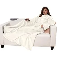 Wohndecke Kuschelig weich Ärmeldecke Ganzkörper Kuscheldecke, heimtexland, Sofadecke mit Ärmeln und Tasche I Cashmere Feeling TV-Decke