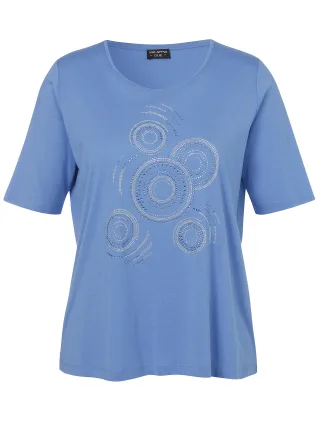 VIA APPIA DUE - T-Shirt Rundhals 1/2 Arm Motiv Strass bleu - Gr. - 48