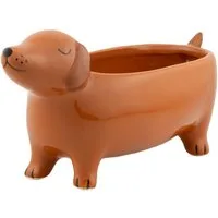 Sass & Belle Blumentopf Dackel (Keramik, 1 St., Pflanzgefäß, Übertopf), braun, ca. 24,5 x 9 x 11 cm