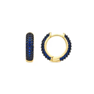 Luxenter Ohrringe mit 9 mm Durchmesser, 18 Karat Gelbgold-Finish und Zirkonia-Saphir – Lesrat