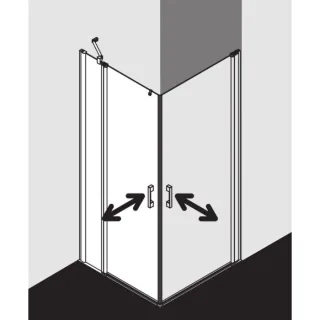 Kermi Pega Pendeltür-Eckeinstiegshälfte 2-tlg. PEEPL07820VAK 78x200cm, silber hochglanz, ESG klar, links, auf Duschplatz